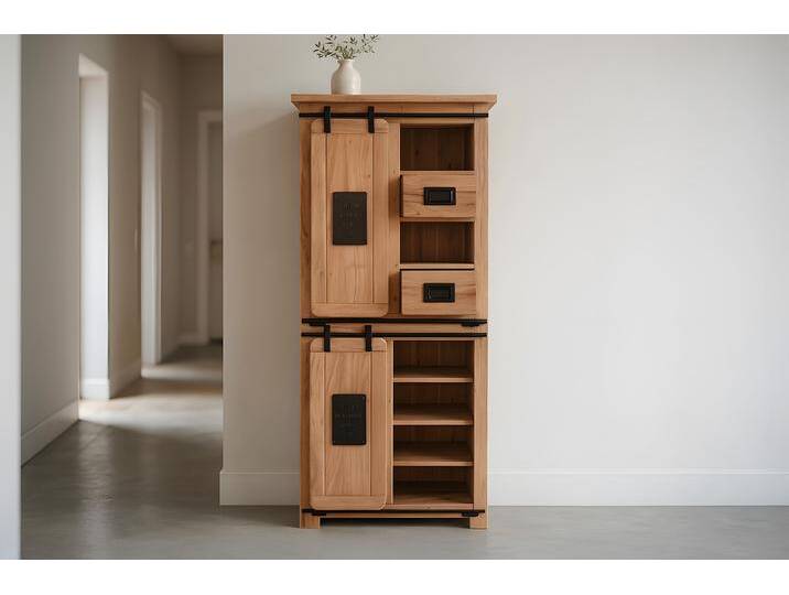 Highboard Vitrine Akazie massiv 80 x 45 x 175 cm naturfarben LIBRO Highboard Vitrine Akazie massiv 80 x 45 x 175 cm naturfarben LIBRO von Möbelliebling