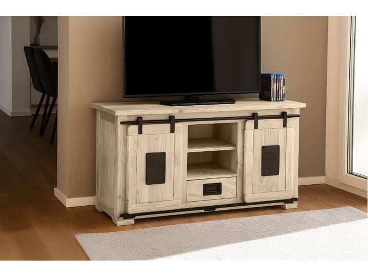 Lowboard Kommode TV-Board mit Schiebetüren, Schubfach & 6 Fächern Akazie massiv eiche 128 x 45 x 70 cm LIBRO Lowboard Kommode TV-Board mit Schiebetüren, Schubfach & 6 Fächern Akazie massiv eiche 128 x 45 x 70 cm LIBRO von Möbelliebling