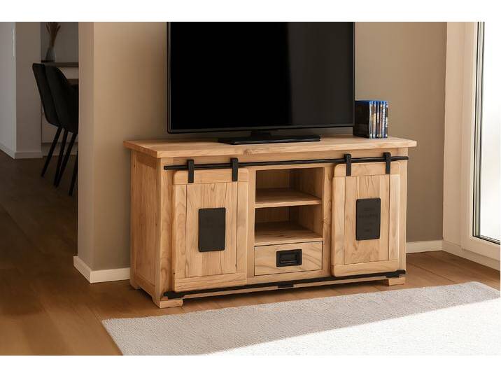 Lowboard Kommode TV-Board mit Schiebetüren, Schubfach & 6 Fächern Akazie massiv natur 128 x 45 x 70 cm LIBRO Lowboard Kommode TV-Board mit Schiebetüren, Schubfach & 6 Fächern Akazie massiv natur 128 x 45 x 70 cm LIBRO von Möbelliebling