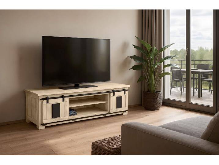 Lowboard Kommode TV-Board mit Schiebetüren & 6 Fächern Akazie massiv eiche 180 x 55 x 50 cm LIBRO Lowboard Kommode TV-Board mit Schiebetüren & 6 Fächern Akazie massiv eiche 180 x 55 x 50 cm LIBRO von Möbelliebling