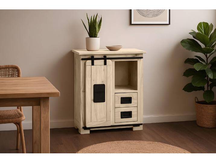 Sideboard Akazie massiv mit Holzrolltür eichefarben 75 x 36 x 90 cm LIBRO Sideboard Akazie massiv mit Holzrolltür eichefarben 75 x 36 x 90 cm LIBRO von Möbelliebling