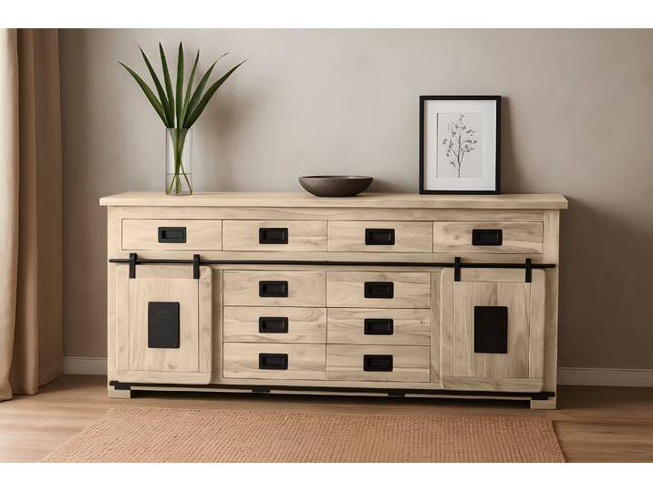 Sideboard Kommode Akazie massiv eichefarben 200 x 45 x 90 cm LIBRO Sideboard Kommode Akazie massiv eichefarben 200 x 45 x 90 cm LIBRO von Möbelliebling