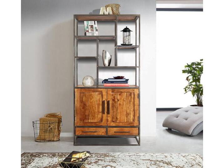 Standregal massiv Akazienholz 90 x 200 cm nougatfarben OKLAHOMA von Möbelliebling