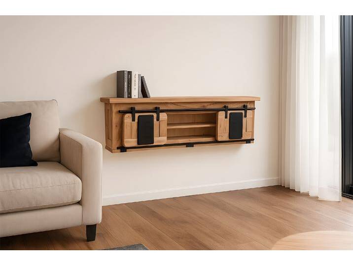 Wandboard Kommode mit Schiebetüren & 2 Schubfächern Akazie massiv natur 130 x 25 x 35 cm LIBRO Wandboard Kommode mit Schiebetüren & 2 Schubfächern Akazie massiv natur 130 x 25 x 35 cm LIBRO von Möbelliebling
