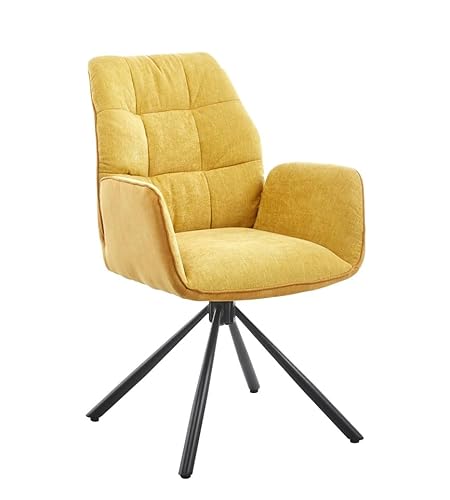 KomfortMeister 2er Set mit Stoffbezug Erhältlich als 2er Set oder 2 Stücke Moderne Esszimmerstühle – Drehbar und in stilvollem Design für höchsten Komfort Gelb KomfortMeister 2er Set mit Stoffbezug Erhältlich als 2er Set oder 2 Stücke Moderne Esszimmerstühle – Drehbar und in stilvollem Design für höchsten Komfort Gelb von Möbelmeister M&M