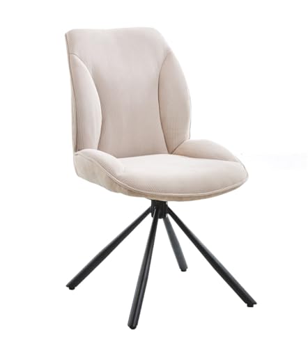Möbelmeister M&M Drehstuhl Esszimmer - Esszimmerstühle Drehbar im 2er Set mit Stoffbezug und Metallgestell Hell-Beige von Möbelmeister M&M