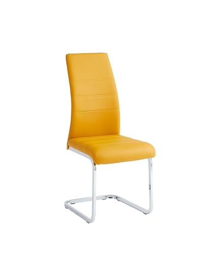 Möbelmeister M&M Stühle Esszimmer 4er Set – Ergonomische Esstischstühle mit Kunstlederbezug und Chromgestell Gelb von Möbelmeister M&M