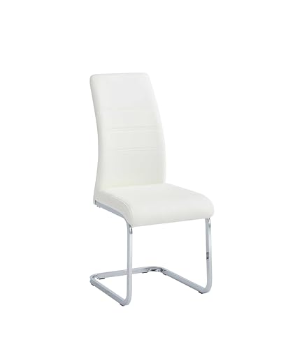 Möbelmeister M&M Stühle Esszimmer 4er Set – Ergonomische Esstischstühle mit Kunstlederbezug und Chromgestell Weiß von Möbelmeister M&M