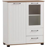 Midischrank Jelda weiß matt Eiche Landhaus Nachbildung B/H/T: ca. 99,2x113,1x41 cm von Möbelpartner