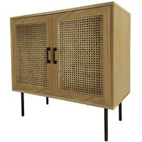 Möbilia Kommode, Mitteldichte Faserplatte/Rattan/Metall, Natur/schwarz - beige von Möbilia