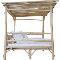 Möbilia Liegesofa aus Teakholz mit weiß Polsterung 200x200 cm von Möbilia
