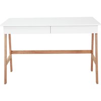 Möbilia Schreibtisch weiß Beine aus Holz 120x77 cm von Möbilia