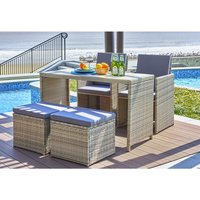 Möbilia Sitzgruppe, polyrattan|rattan, natur|grau - beige von Möbilia