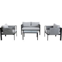 Möbilia Sitzgruppe 1 x 2-Sitzer + 2 x Sessel + 1 x Couchtisch Stahl/Olefin grau/schwarz von Möbilia
