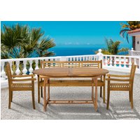 Möbilia Sitzgruppe 1 x Ausziehtisch + 2 x Stühle + 1 x Bank Akazie natur Möbilia Sitzgruppe 1 x Ausziehtisch + 2 x Stühle + 1 x Bank Akazie natur von Möbilia