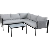 Möbilia Sitzgruppe 1 x Ecksofa + 1 x Couchtisch inkl. Kissen Stahl/Olefin von Möbilia