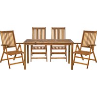 Möbilia Sitzgruppe 1 x Tisch + 4 x Stühle Akazie natur von Möbilia