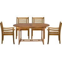 Möbilia Sitzgruppe 4 x Stühle + 1 x Ausziehtisch Akazie natur von Möbilia