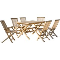 Möbilia Sitzgruppe 4 x Stühle + 2 x Armlehnstühle + 1 x Tisch Teak natur von Möbilia