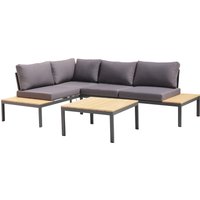 Möbilia Sitzgruppe Ecksofa + Couchtisch Stahl/Polyholz Schwarz/Natur von Möbilia