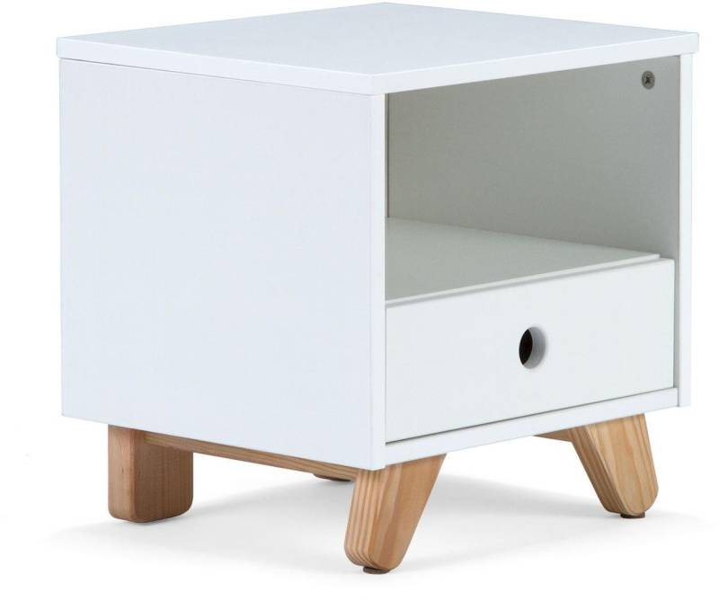 Nachtkästchen Nachttisch Nachtkommode Weiß im skandinavischen Design von Möbilia
