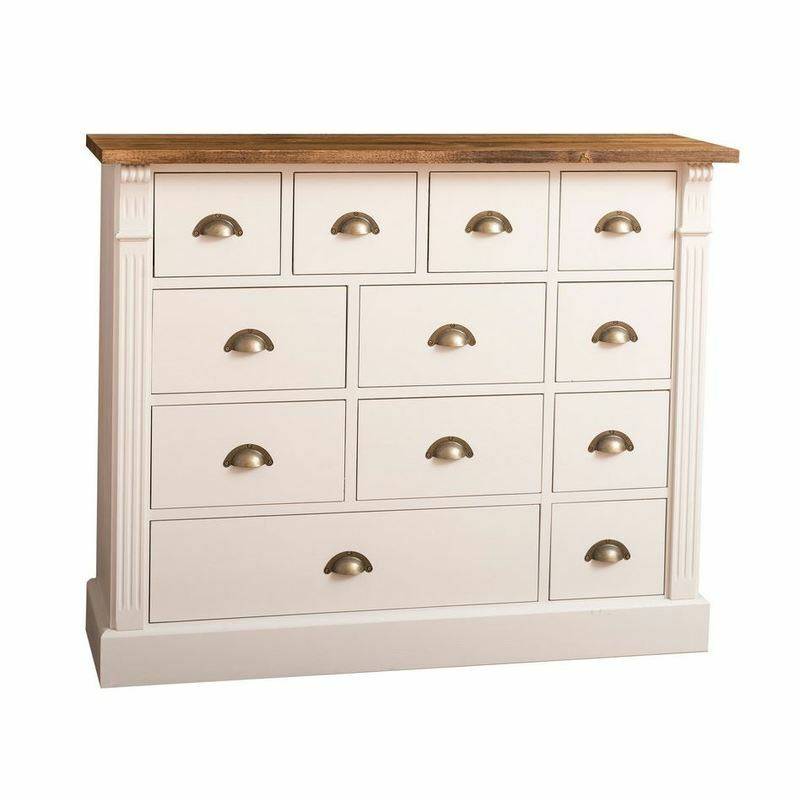 Apothekerkommode Salzburg im Landhausstil - Eichenplatte tief gebürstet von Möbro Manufacturing