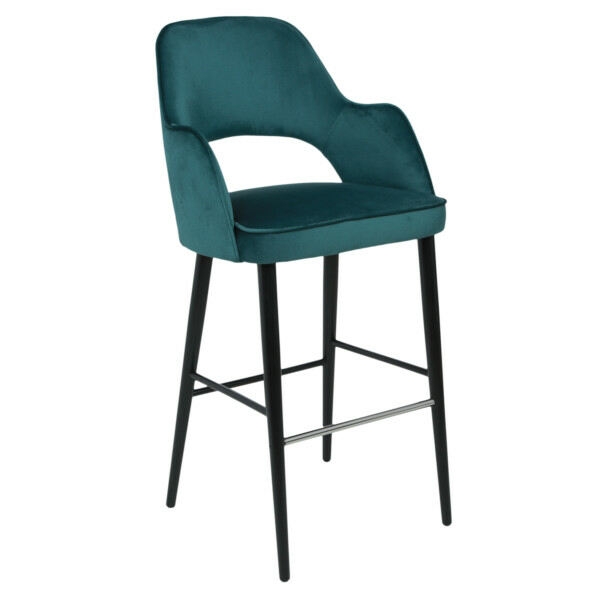 Barstuhl gepolstert im Retro Look NOVA Samt RIVIERA - haustierfreundlich von Möbro Manufacturing