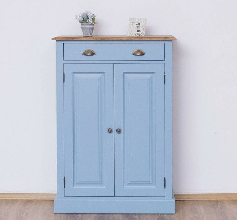 Blaue Kommode im Landhausstil mit Eichenplatte von Möbro Manufacturing