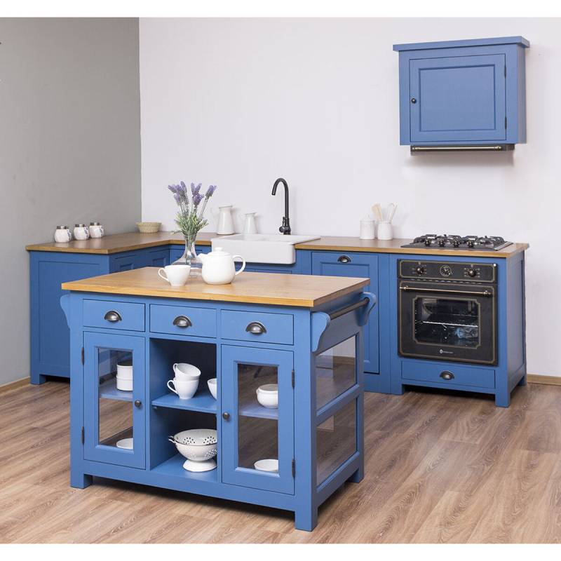 Blaue Landhausküche mit Kücheninsel L-Form Blaue Landhausküche mit Kücheninsel L-Form von Möbro Manufacturing