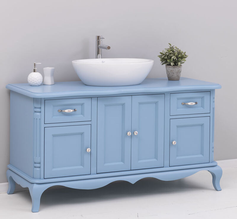 Blauer Vintage Waschtisch mit Aufsatzbecken von Möbro Manufacturing