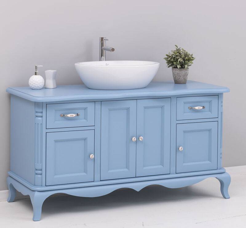 Blauer Vintage Waschtisch mit Aufsatzbecken von Möbro Manufacturing