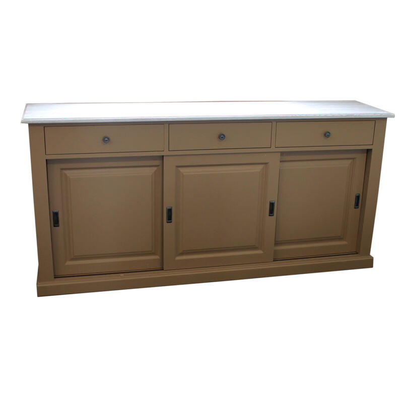 Braunes Landhaus Sideboard mit Schiebetüren - Eichenplatte weiß-grau Braunes Landhaus Sideboard mit Schiebetüren - Eichenplatte weiß-grau von Möbro Manufacturing