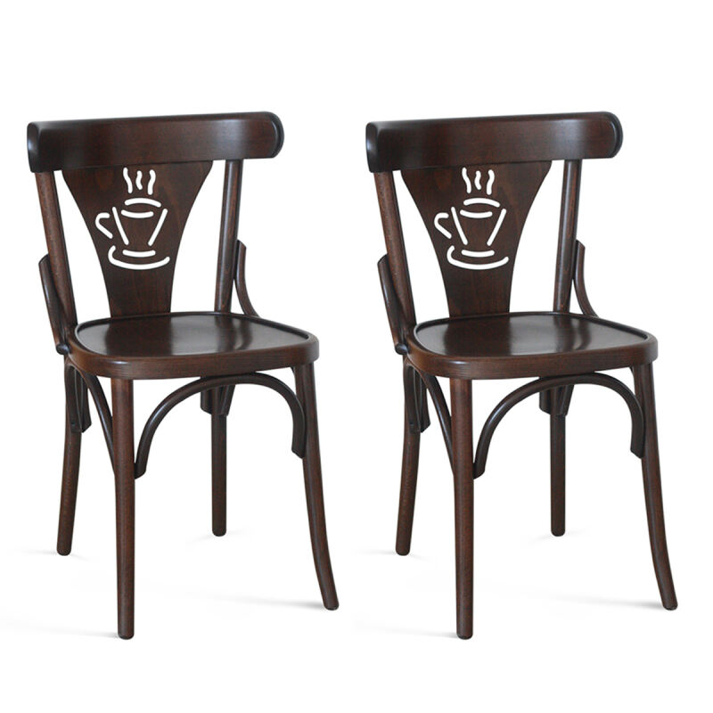Bugholzstuhl 789 mit Kaffee Symbol (2er-Set) von Möbro Manufacturing