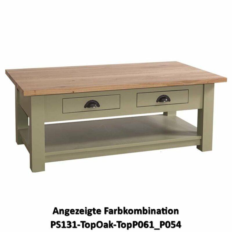 Couchtisch zwei Schubladen - Eichenplatte multicolor von Möbro Manufacturing