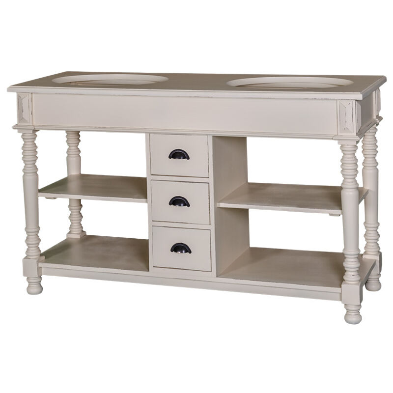 Doppelwaschtisch Paris mit Schubladen - Zinkplatte shabby chic / antik look von Möbro Manufacturing