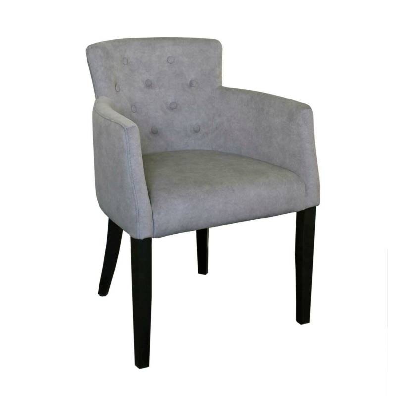 Eleganter Polsterstuhl ELLA 2A mit Knopfsteppung und Armlehnen Microfaser LETTO - pflegeleicht von Möbro Manufacturing