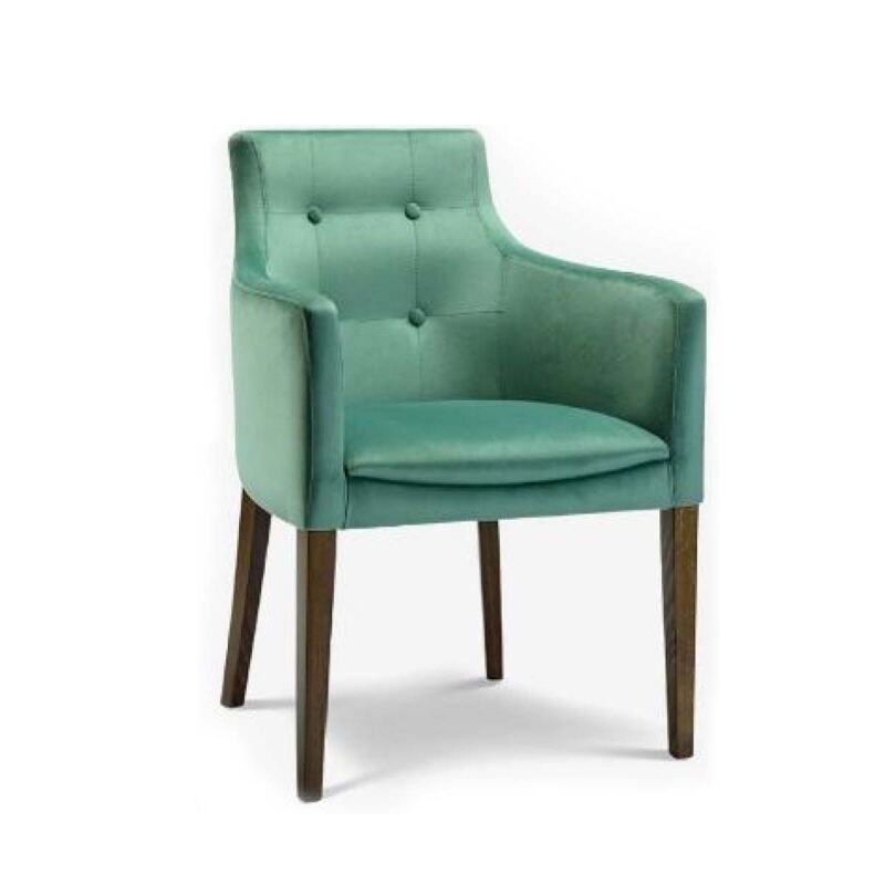 Eleganter Polsterstuhl NINA 2 mit Knopfsteppung und Armlehnen Samt RIVIERA - haustierfreundlich Eleganter Polsterstuhl NINA 2 mit Knopfsteppung und Armlehnen Samt RIVIERA - haustierfreundlich von Möbro Manufacturing