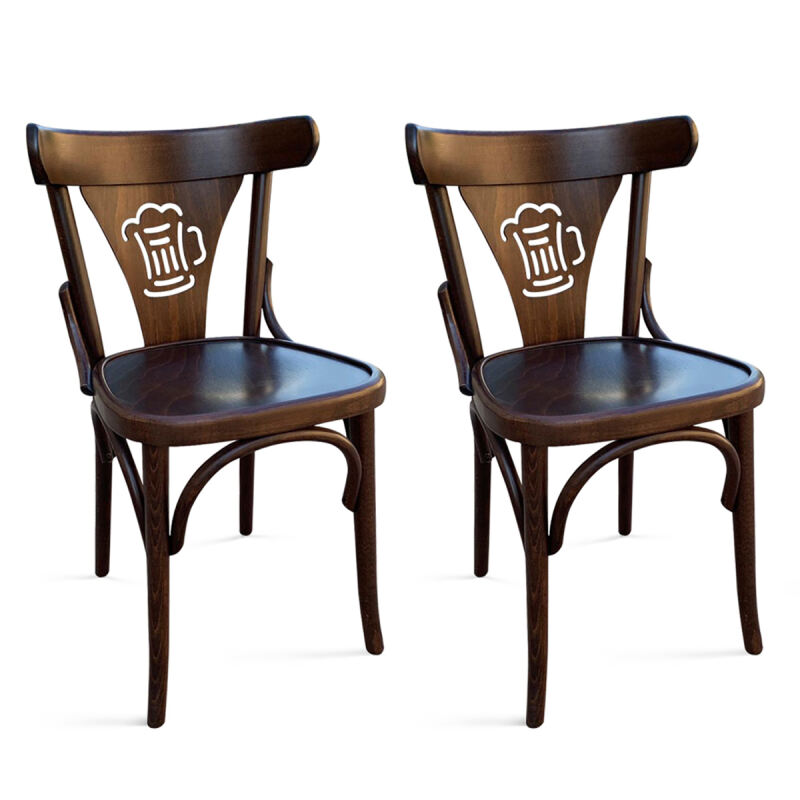 Esszimmerstuhl Holz mit Bier Symbol (2er-Set) von Möbro Manufacturing