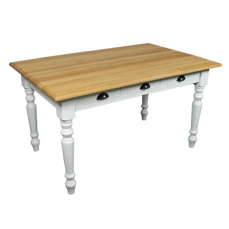 Gedrechselter Landhaus Esstisch 140 cm natur (unlackiert) von Möbro Manufacturing