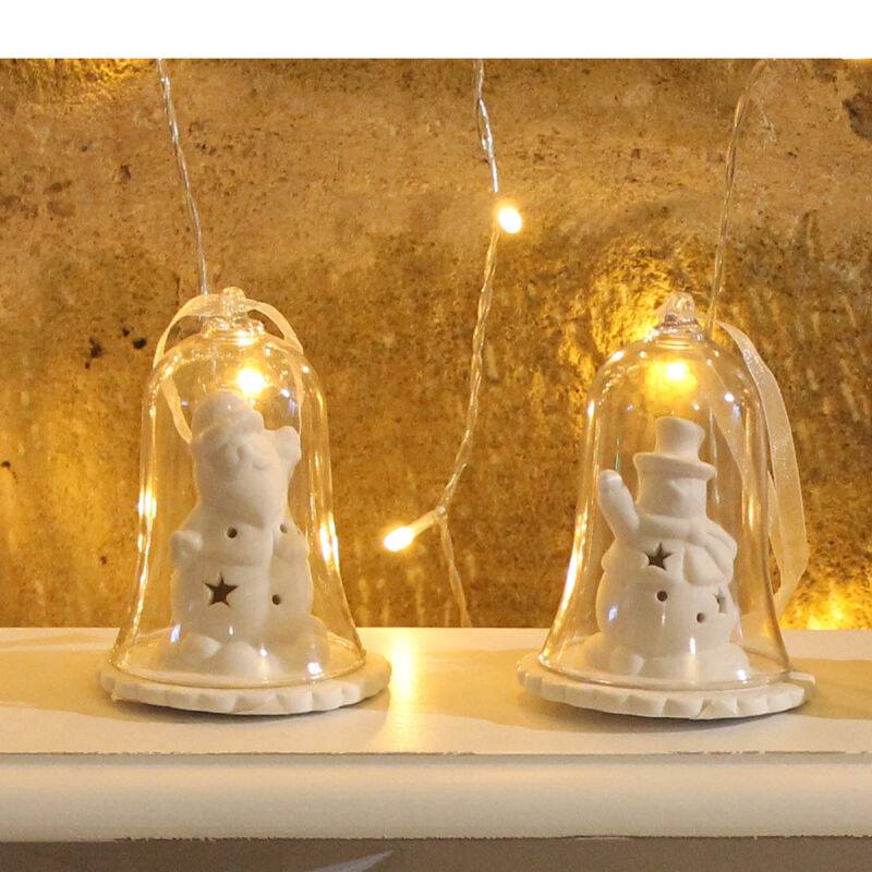Glasglocke mit Schneemann, LED beleuchtet von Möbro Manufacturing
