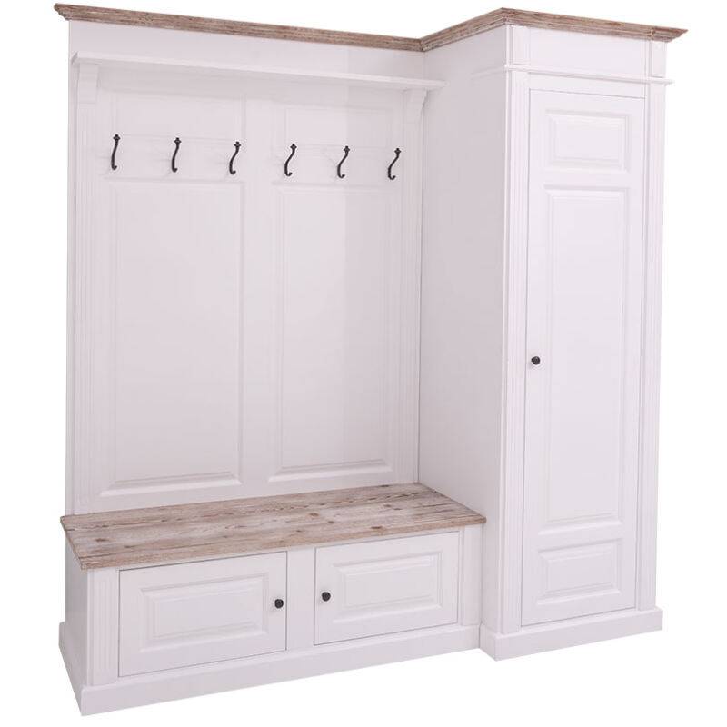 Große Landhaus Garderobe mit Schrank rechts lackiert von Möbro Manufacturing
