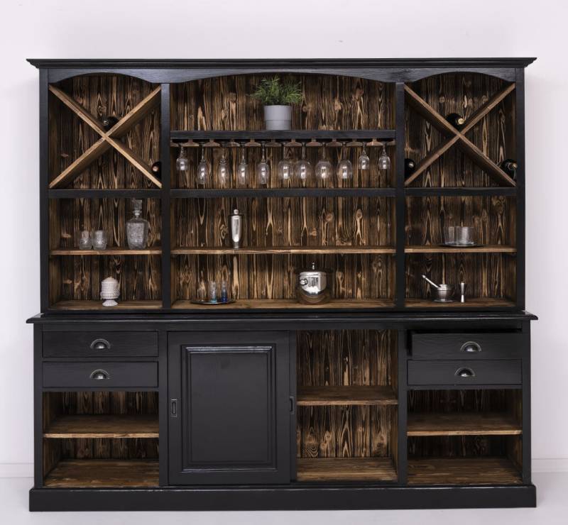 Großes Gläserregal Schwarz Massivholz Großes Gläserregal Schwarz Massivholz von Möbro Manufacturing