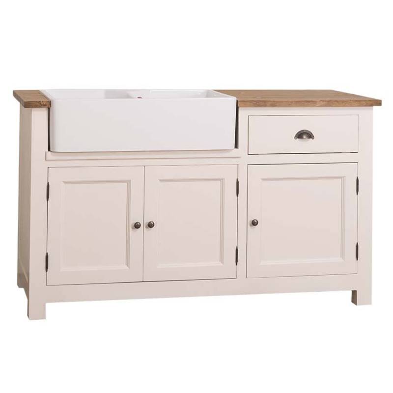 Großes Küchenmodul mit Spülbeckenaussparung im Landhausstil - Eichenplatte natur (unlackiert) von Möbro Manufacturing