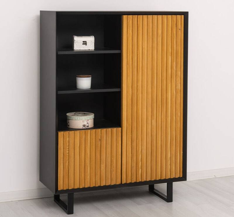 Highboard Skandi mit Holztüren in Lamellenoptik lackiert von Möbro Manufacturing