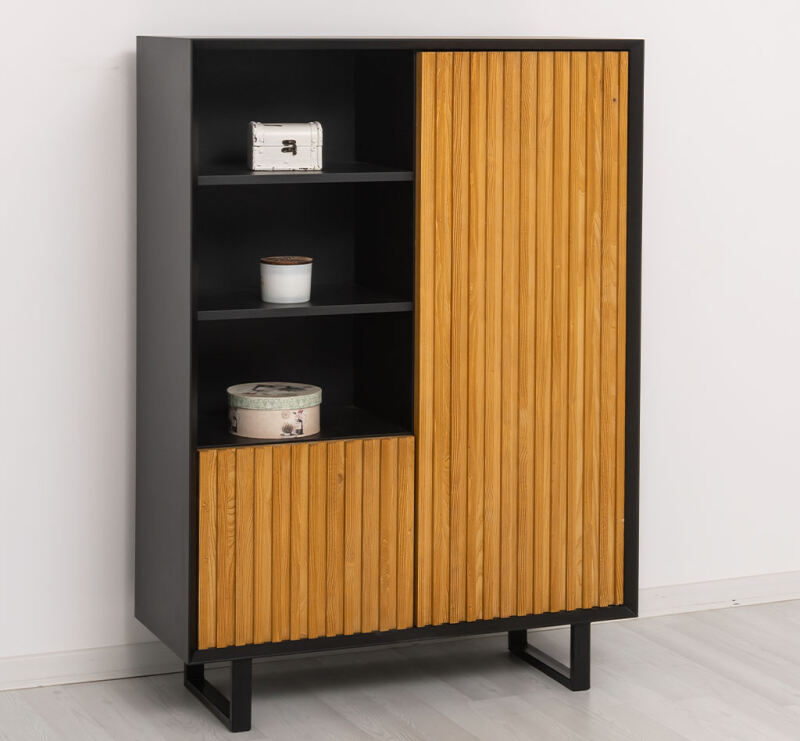 Highboard Skandi mit Holztüren in Lamellenoptik shabby chic / antik look Highboard Skandi mit Holztüren in Lamellenoptik shabby chic / antik look von Möbro Manufacturing