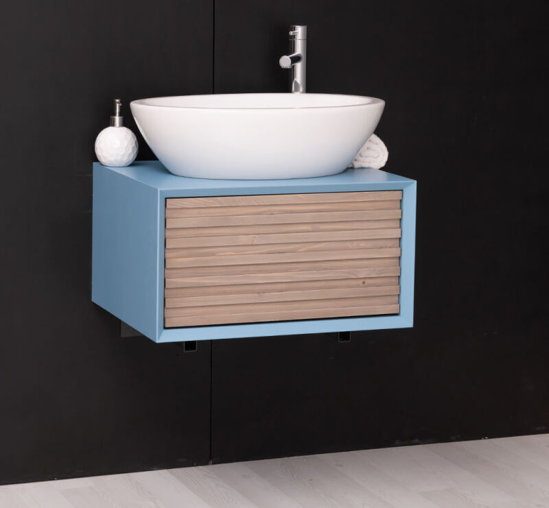 Kleiner Hänge-Waschbecken-Unterschrank in Lamellenoptik Konfigurator alles frei wählbar Kleiner Hänge-Waschbecken-Unterschrank in Lamellenoptik Konfigurator alles frei wählbar von Möbro Manufacturing