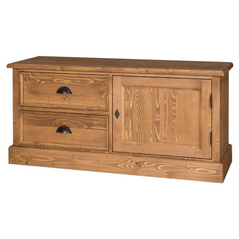 Kleines TV-Sideboard Lyon im Landhausstil - Eichenplatte tief gebürstet von Möbro Manufacturing