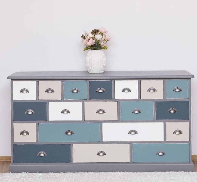 Landhaus Apothekerkommode groß Multicolor blau-grau Landhaus Apothekerkommode groß Multicolor blau-grau von Möbro Manufacturing