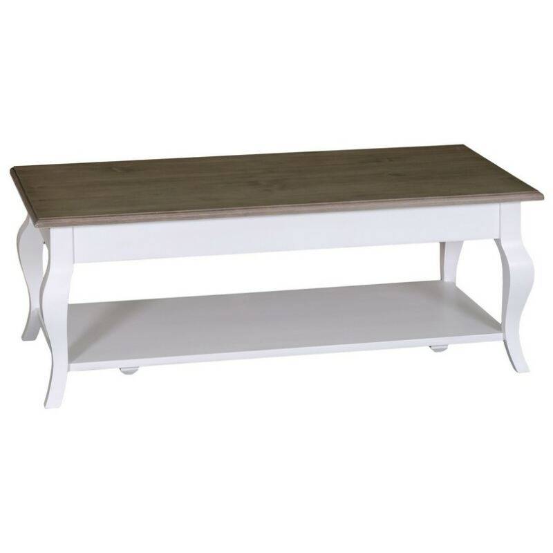Landhaus Couchtisch geschwungene Beine - Eichenplatte shabby chic / antik look von Möbro Manufacturing