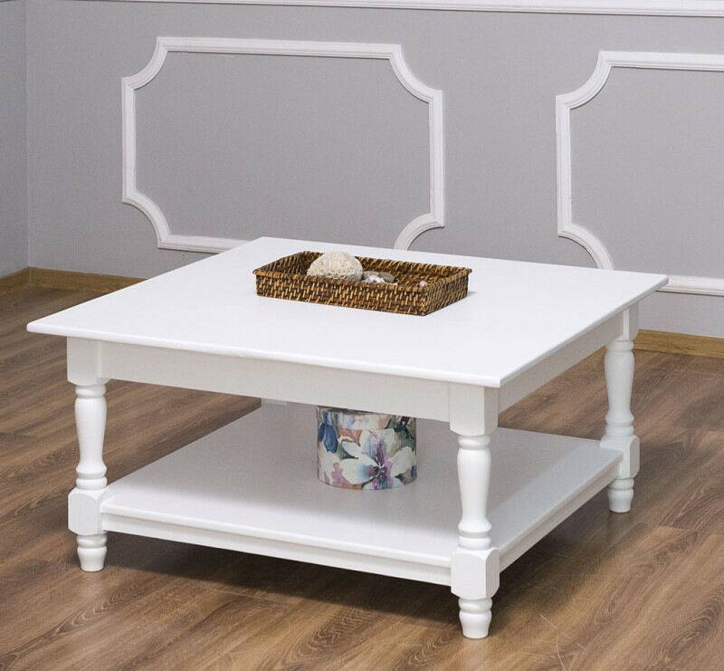 Landhaus Couchtisch weiß quadratisch von Möbro Manufacturing